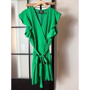 Alexia Admor Green Asymmetrical Button Dress Size 8